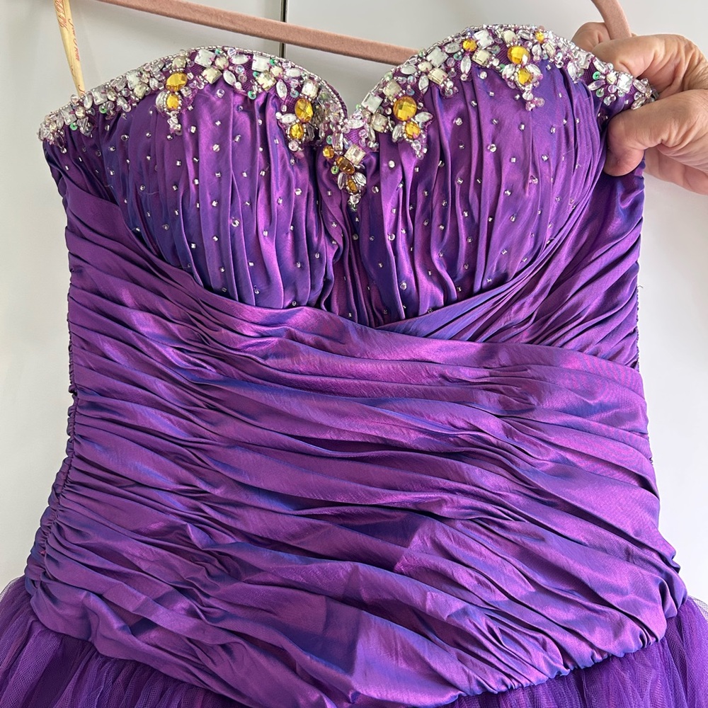 Elegant Strapless Purple Dress